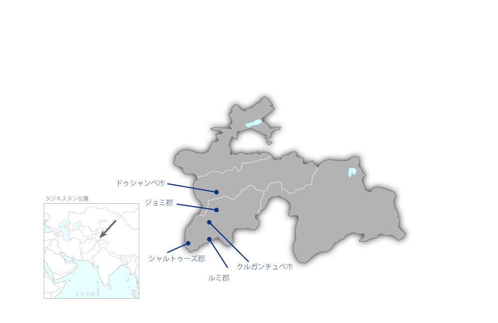 母子保健施設医療機材・給排水設備改善計画の協力地域の地図