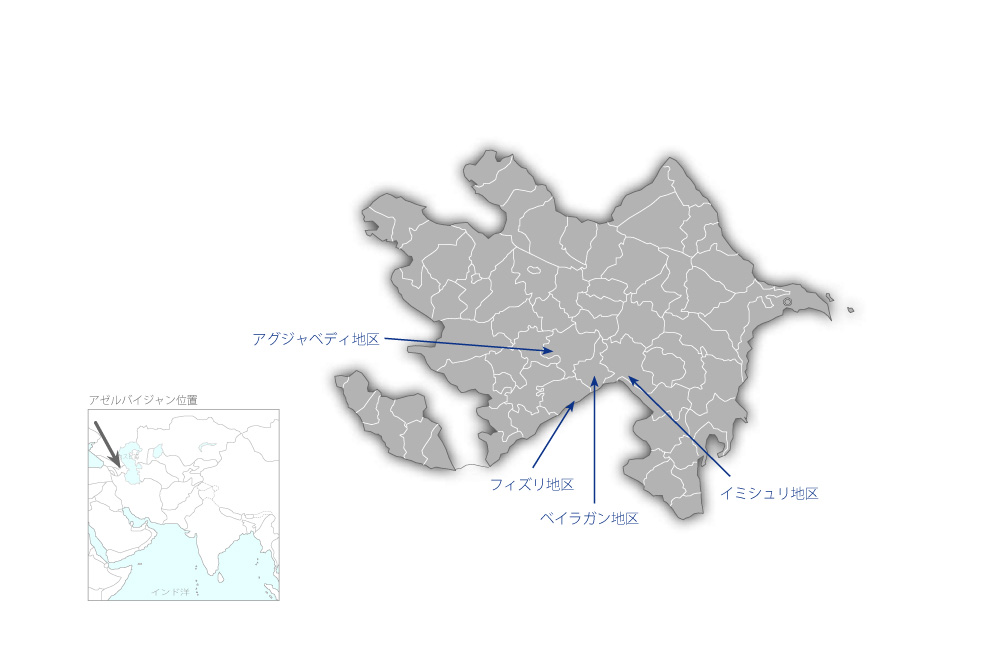 第二次土地改良・灌漑機材整備計画の協力地域の地図