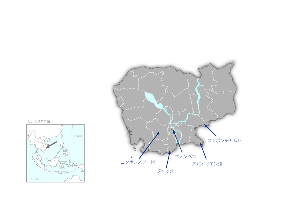 ビジネスを志向したモデル農協構築プロジェクトの協力地域の地図