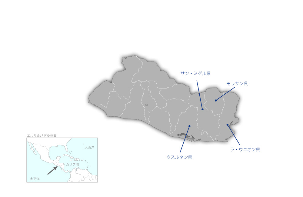 東部地域野菜農家収益性向上プロジェクトの協力地域の地図