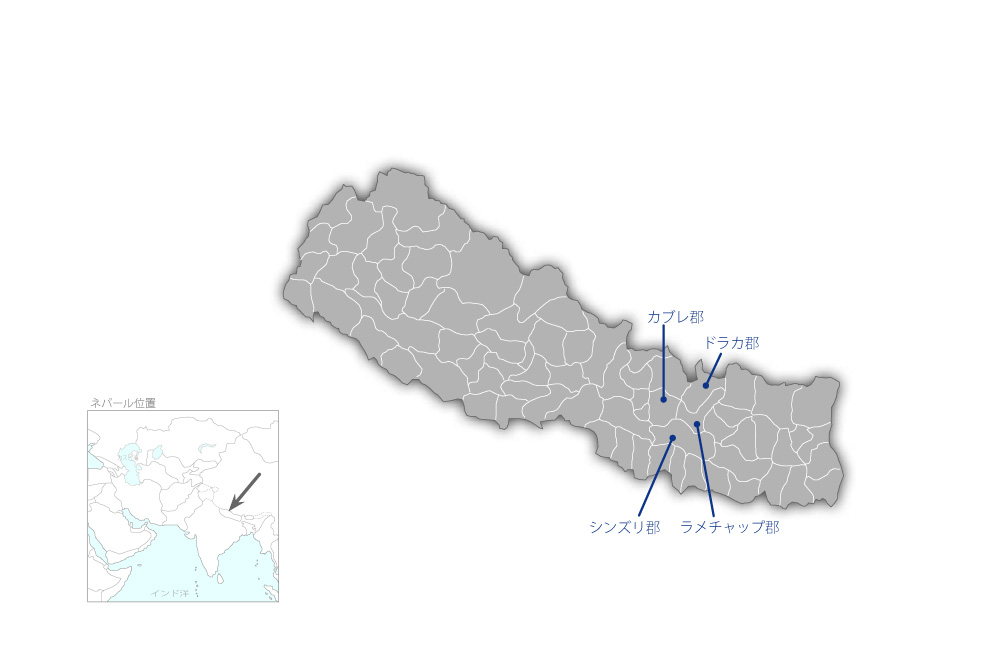 シンズリ道路沿線地域商業的農業促進プロジェクトの協力地域の地図