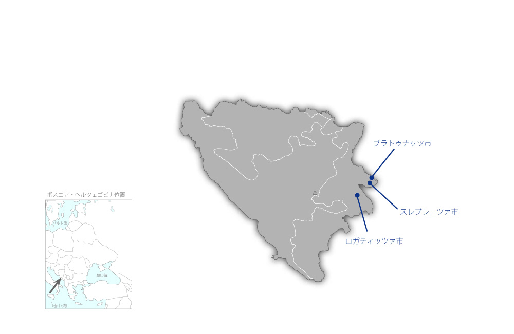 地方開発を通じた信頼醸成プロジェクトの協力地域の地図