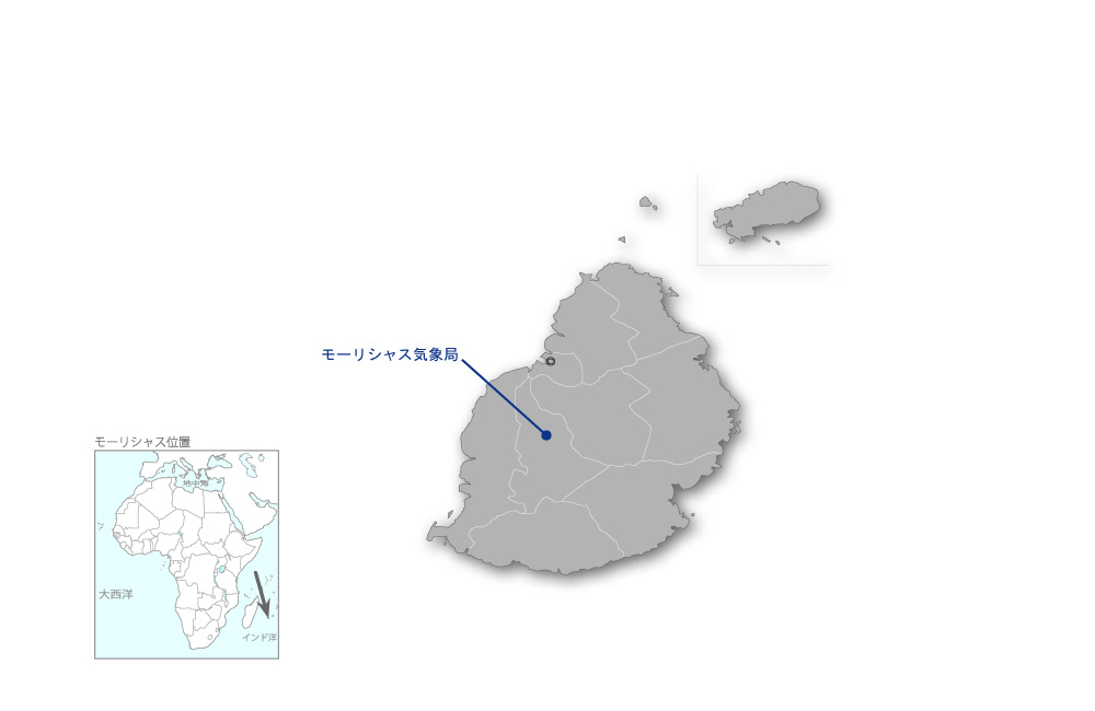 気象観測及び予警報能力向上プロジェクトの協力地域の地図