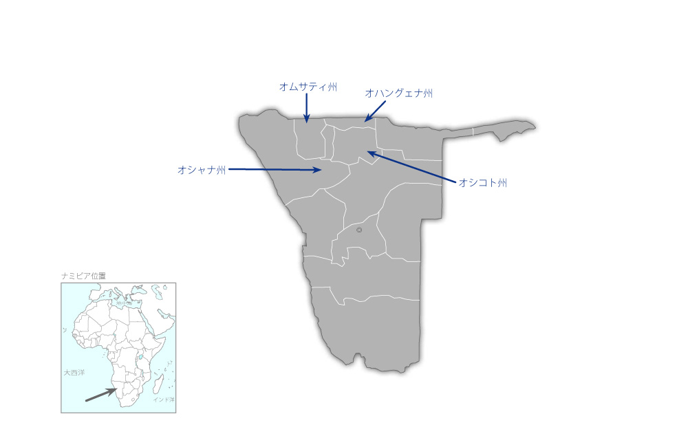 北部農業開発マスタープラン策定調査プロジェクトの協力地域の地図