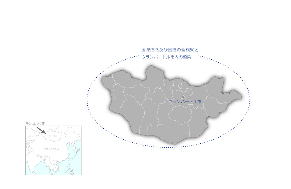 橋梁維持管理能力向上プロジェクトの協力地域の地図