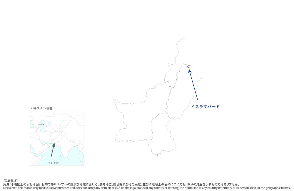 建設技術訓練所能力強化プロジェクトの協力地域の地図