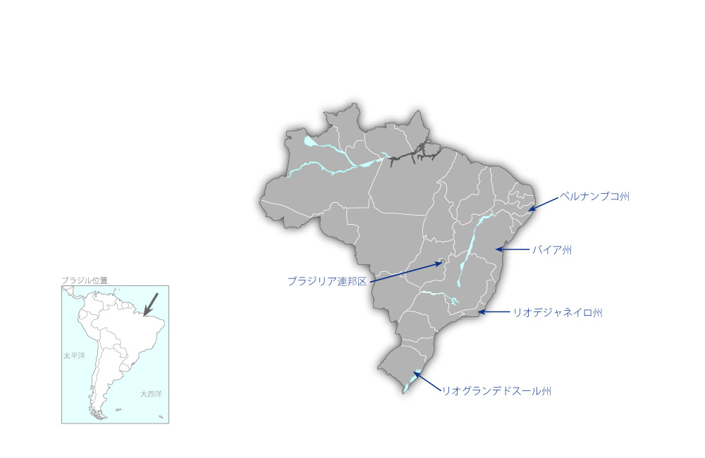 造船業及びオフショア開発人材育成プロジェクトの協力地域の地図