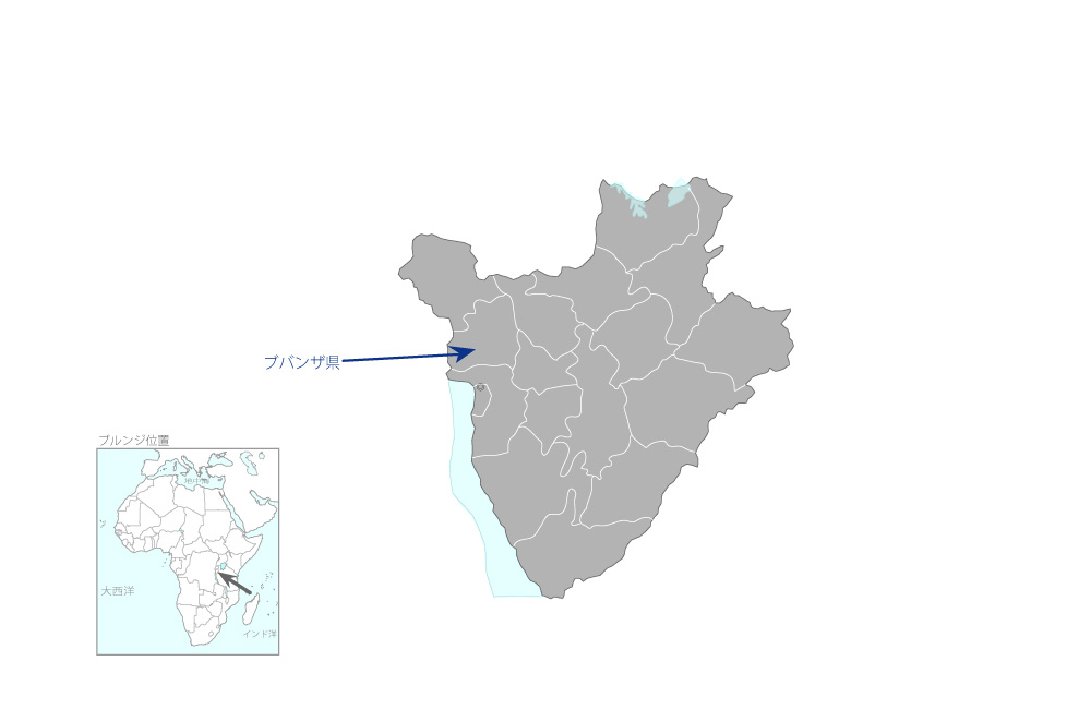 稲作改善支援計画プロジェクトの協力地域の地図
