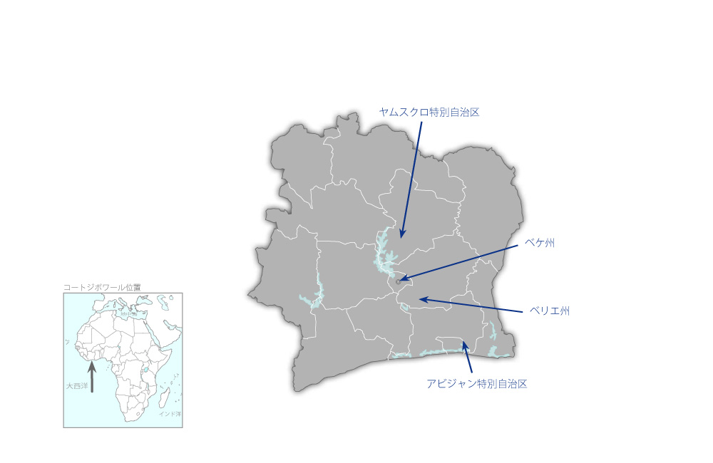 国産米振興プロジェクトの協力地域の地図
