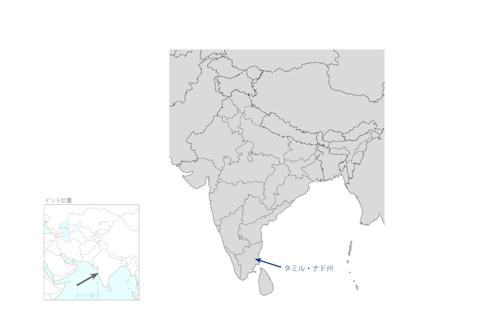 チェンナイ小児病院改善計画の協力地域の地図