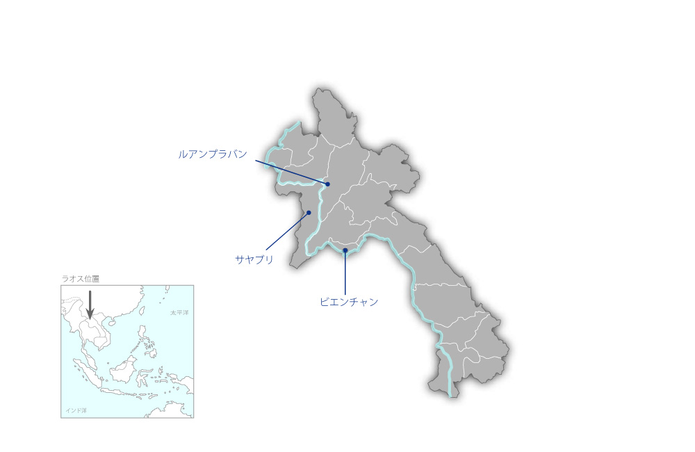 環境的に持続可能な都市における廃棄物管理改善計画の協力地域の地図