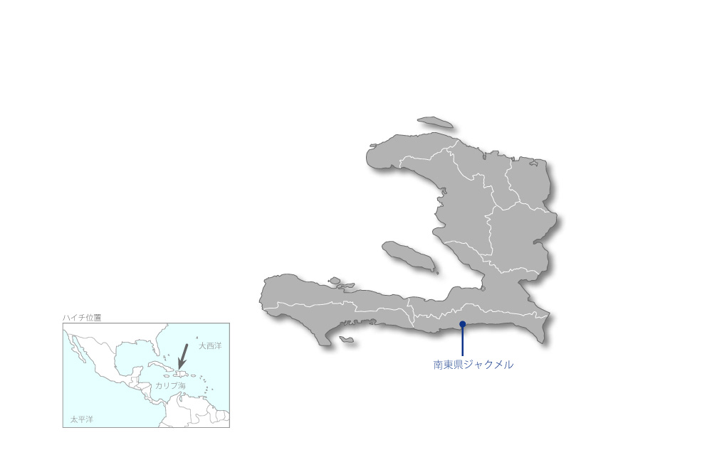 南東県ジャクメル病院整備計画の協力地域の地図
