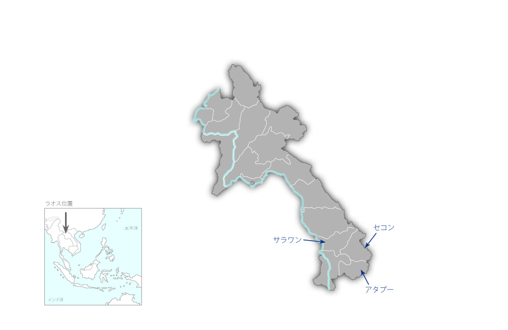 南部地域前期中等教育環境改善計画の協力地域の地図