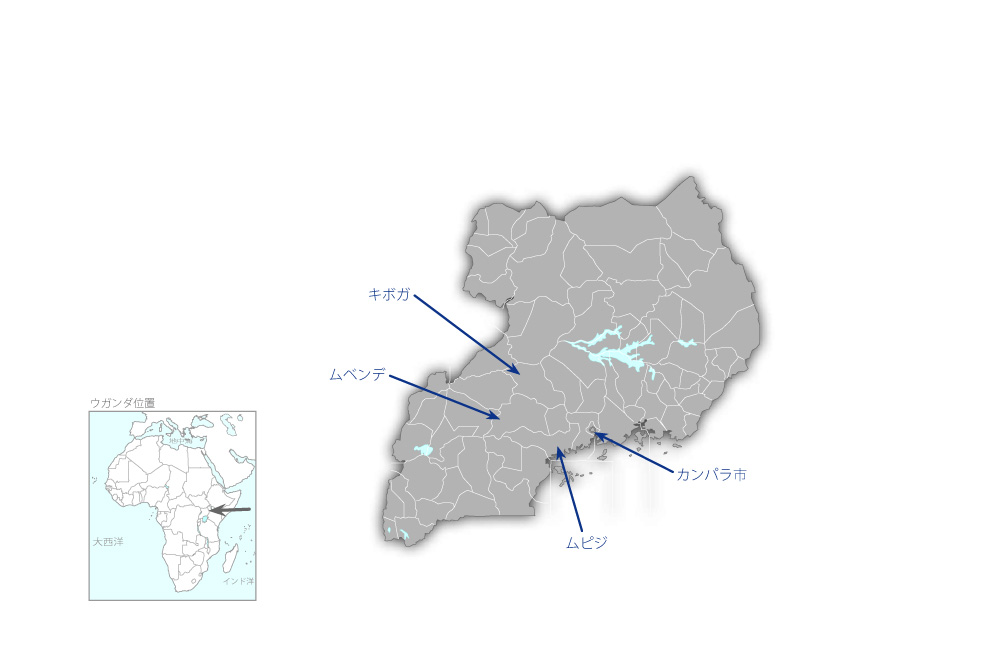 村落地方給水維持管理・衛生改善プロジェクトの協力地域の地図