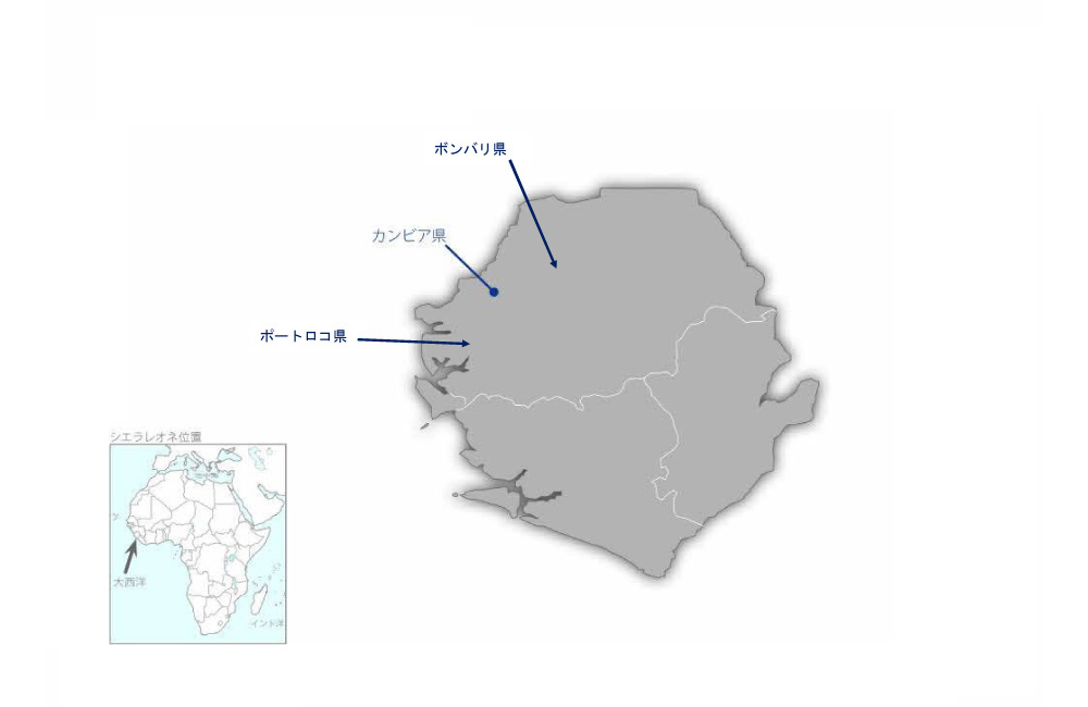 持続的コメ生産プロジェクトの協力地域の地図