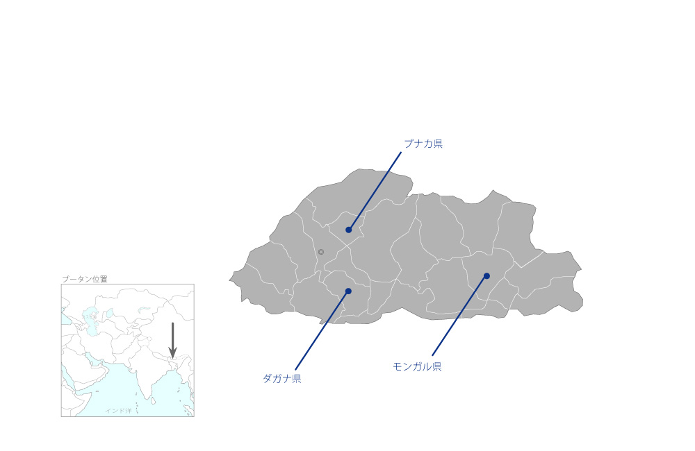 住民関与を目指した地方行政支援プロジェクトの協力地域の地図