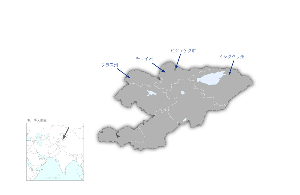 林産品による地方ビジネス開発プロジェクトの協力地域の地図