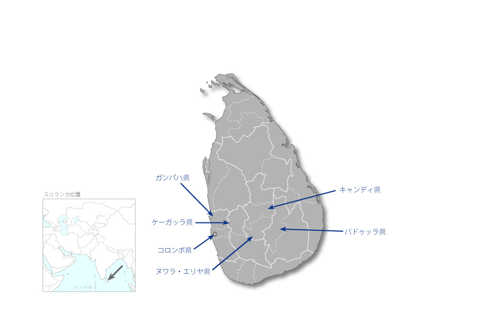 防災強化のための数値標高モデル作成能力向上プロジェクトの協力地域の地図