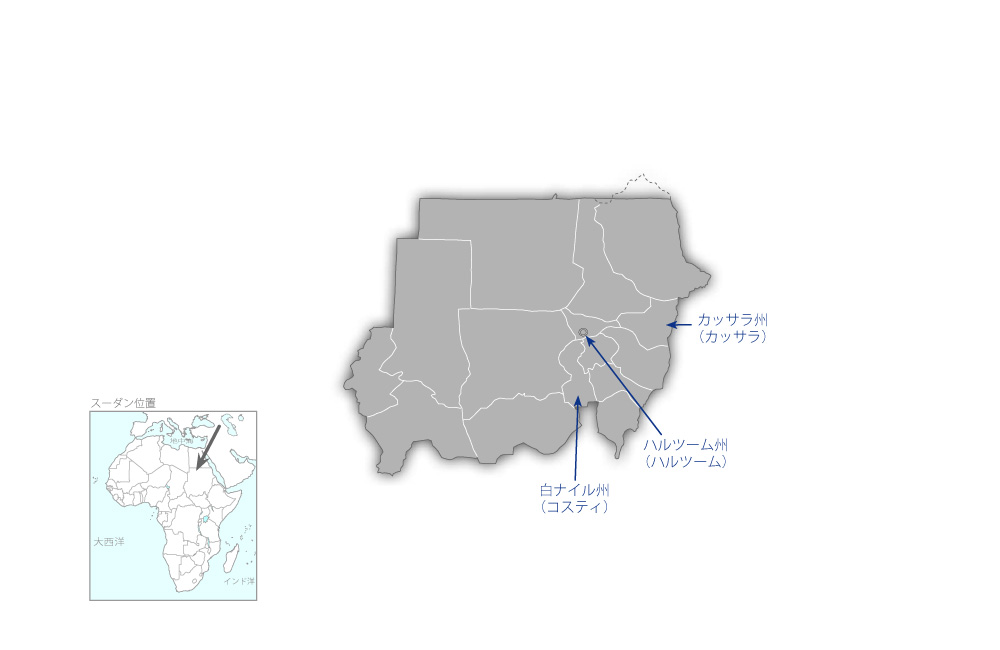 州立職業訓練センターにおける職業訓練システム強化プロジェクトの協力地域の地図