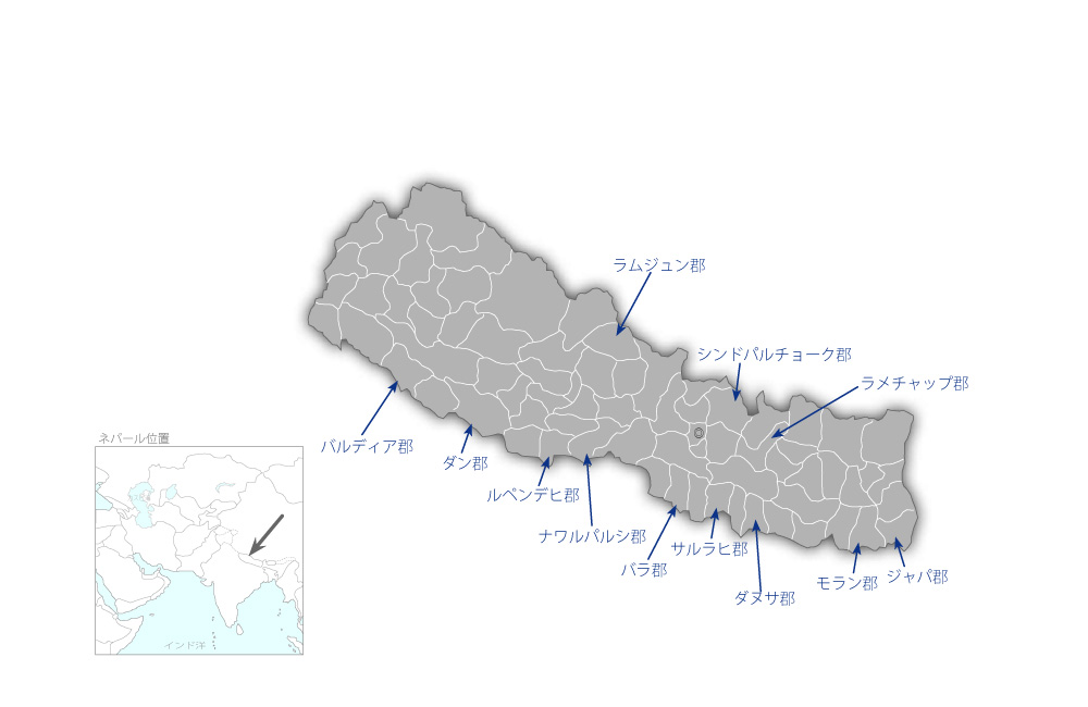 地方都市における水道事業強化プロジェクト・フェーズ2の協力地域の地図
