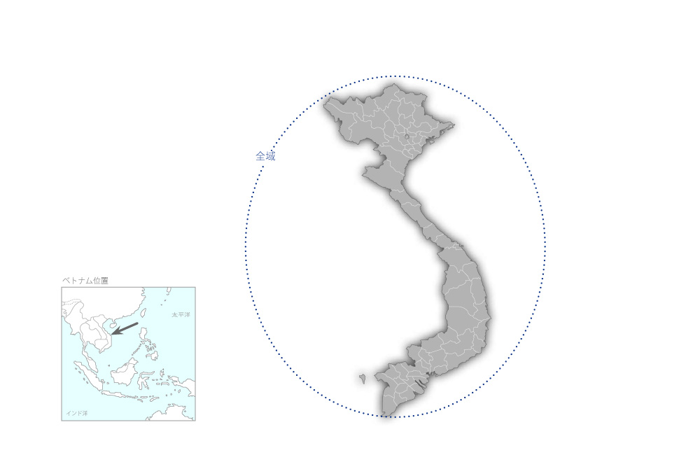 道路維持管理能力強化プロジェクトフェーズ2の協力地域の地図