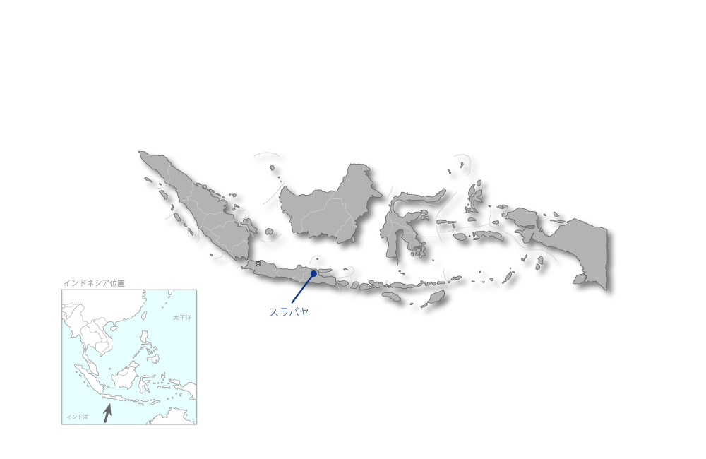 スラバヤ広域都市圏における廃棄物広域管理計画調査プロジェクトの協力地域の地図
