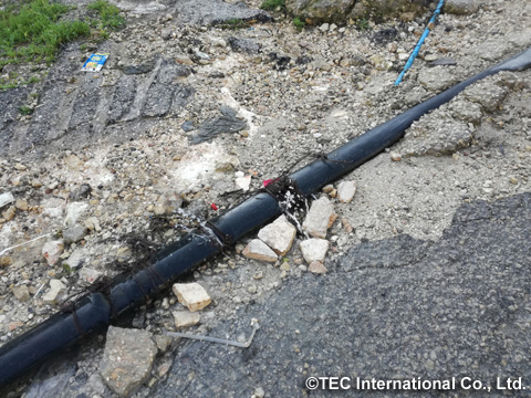 配水管からの漏水。（写真提供：TEC International Co., Ltd.）