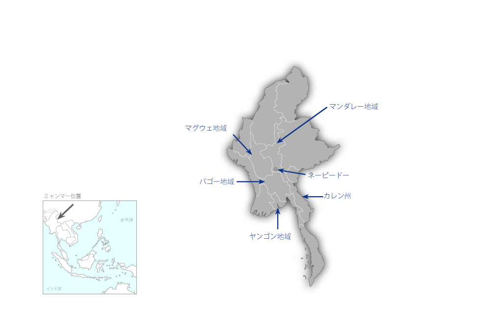 マラリア対策機材整備計画の協力地域の地図