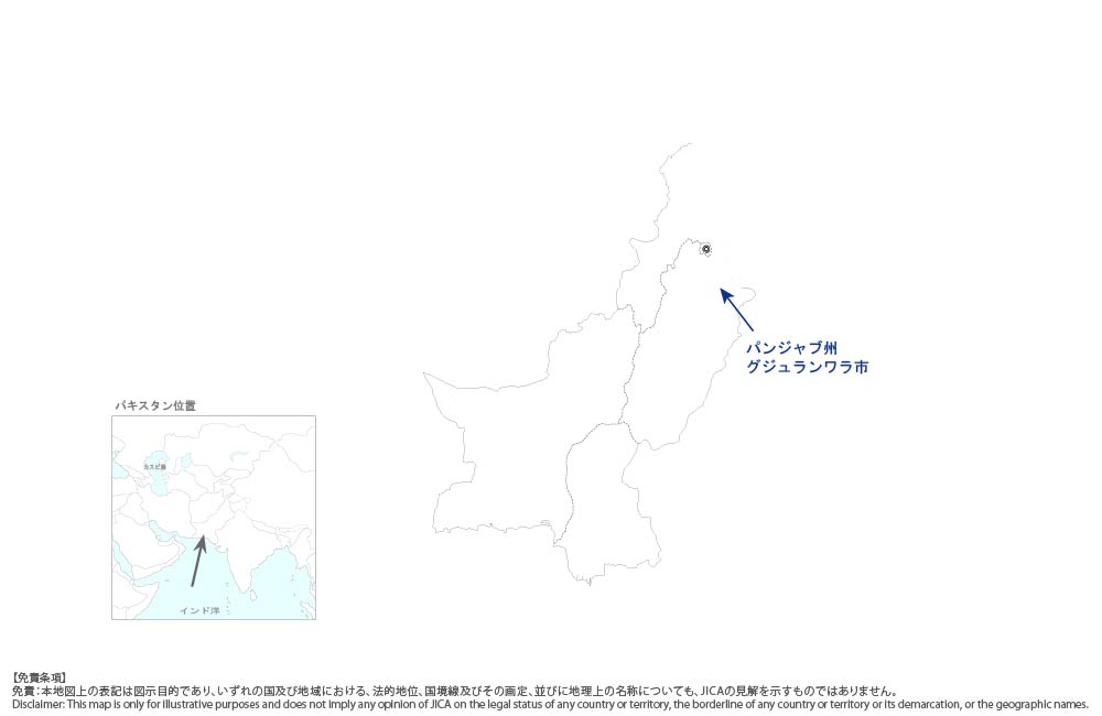 グジュランワラ下水・排水能力改善計画の協力地域の地図