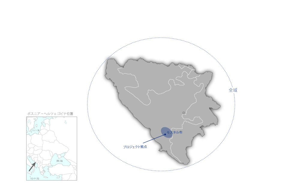 スポーツ教育を通じた信頼醸成プロジェクトの協力地域の地図