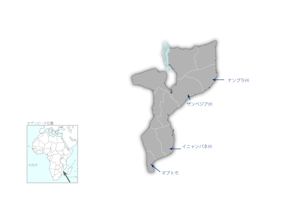 保健人材指導・実践能力強化プロジェクト（ProFORSA 2）の協力地域の地図