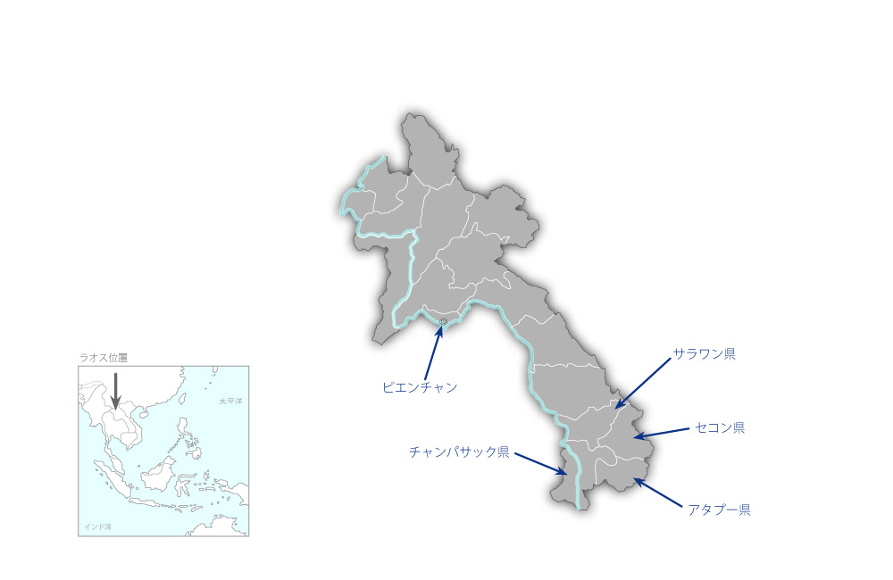 保健医療サービスの質改善プロジェクトの協力地域の地図