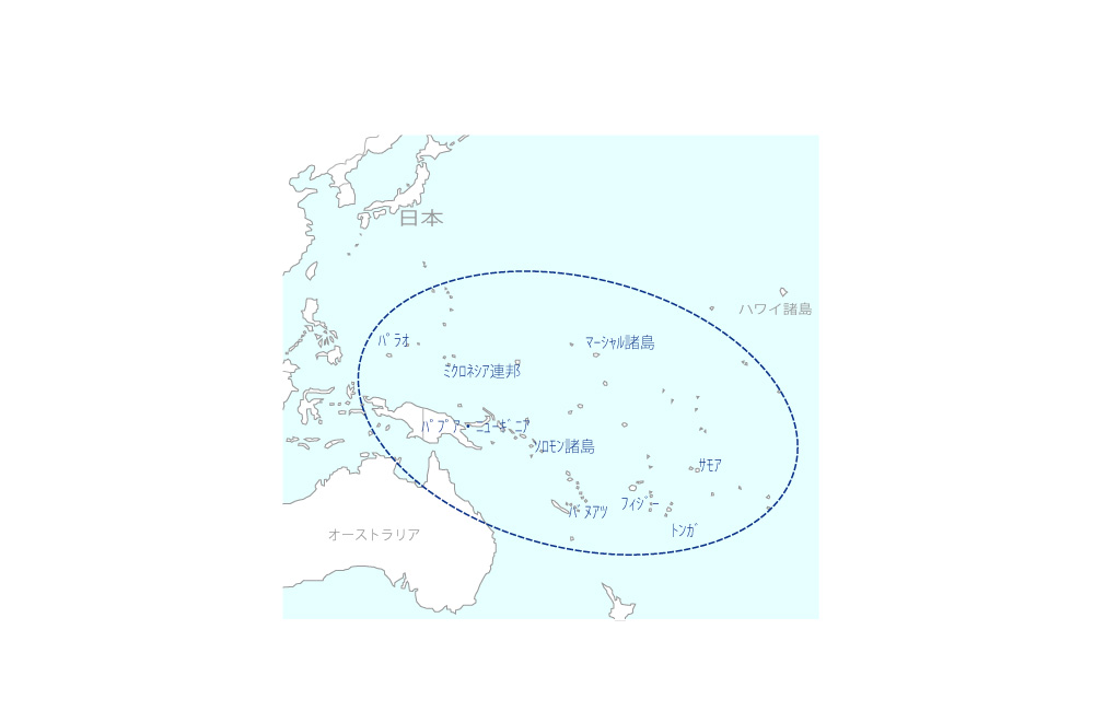 大洋州地域廃棄物管理改善支援プロジェクトフェーズ2の協力地域の地図