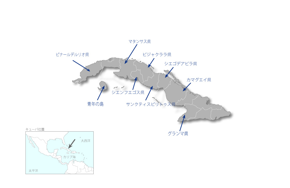 基礎穀物のための農業普及システム強化プロジェクトの協力地域の地図