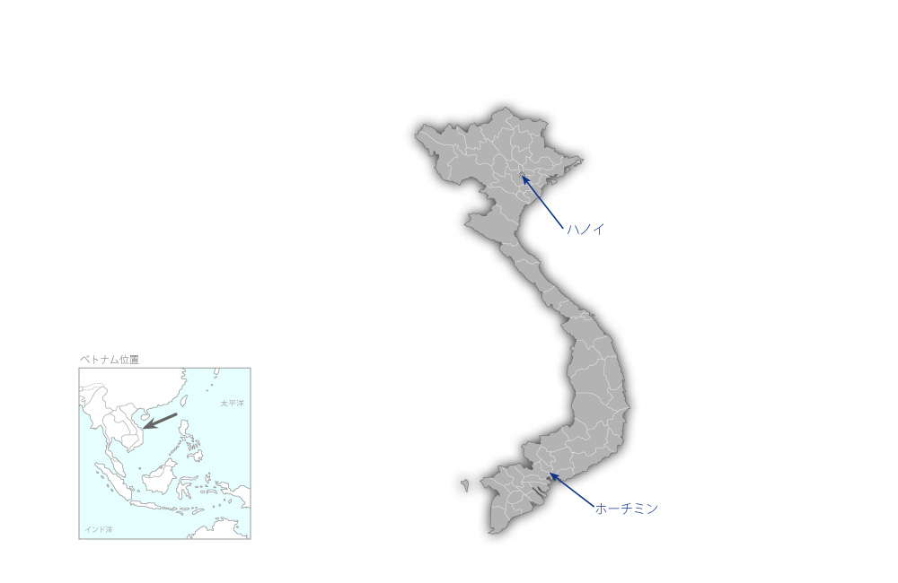 下水道計画・実施能力強化支援技術協力プロジェクトの協力地域の地図