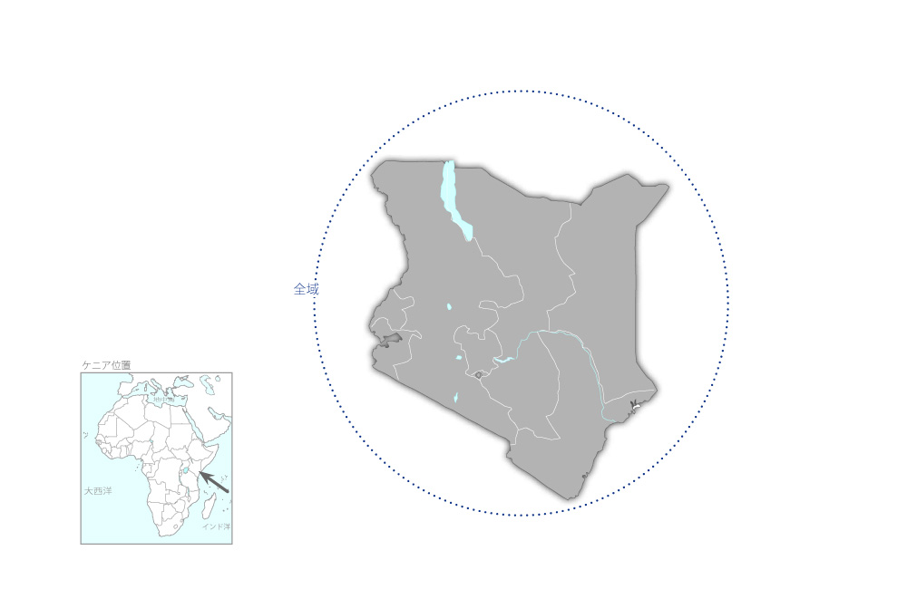 無収水削減能力向上プロジェクトの協力地域の地図