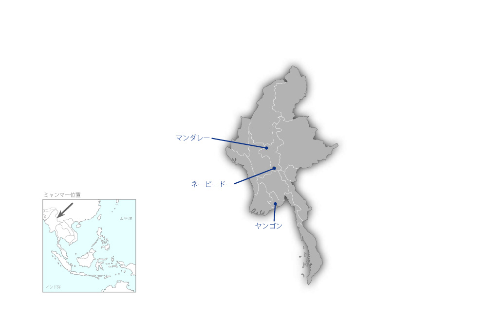 郵便サービス能力向上プロジェクトの協力地域の地図