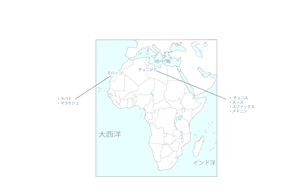 エビデンスに基づく乾燥地生物資源シーズ開発による新産業育成研究の協力地域の地図