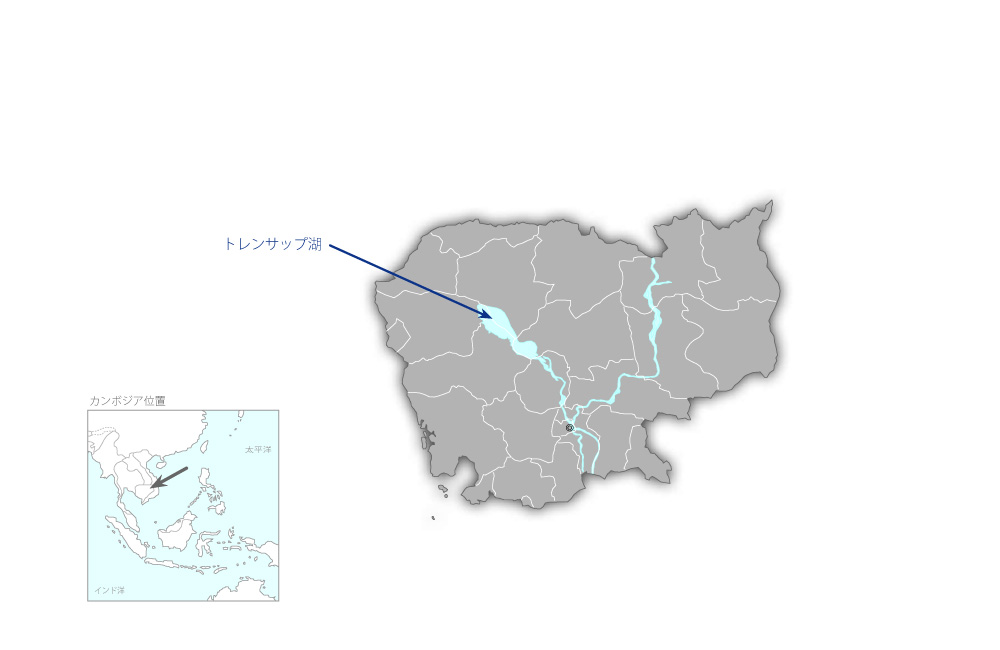 トンレサップ湖における環境保全基盤の構築の協力地域の地図