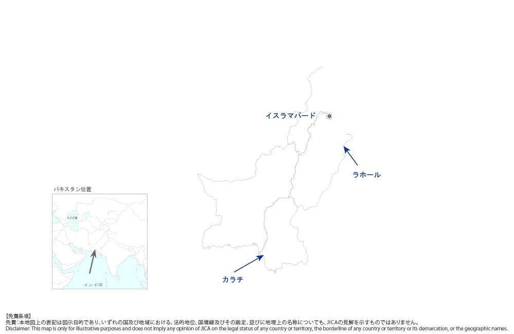 カラチ気象観測用レーダー設置計画の協力地域の地図