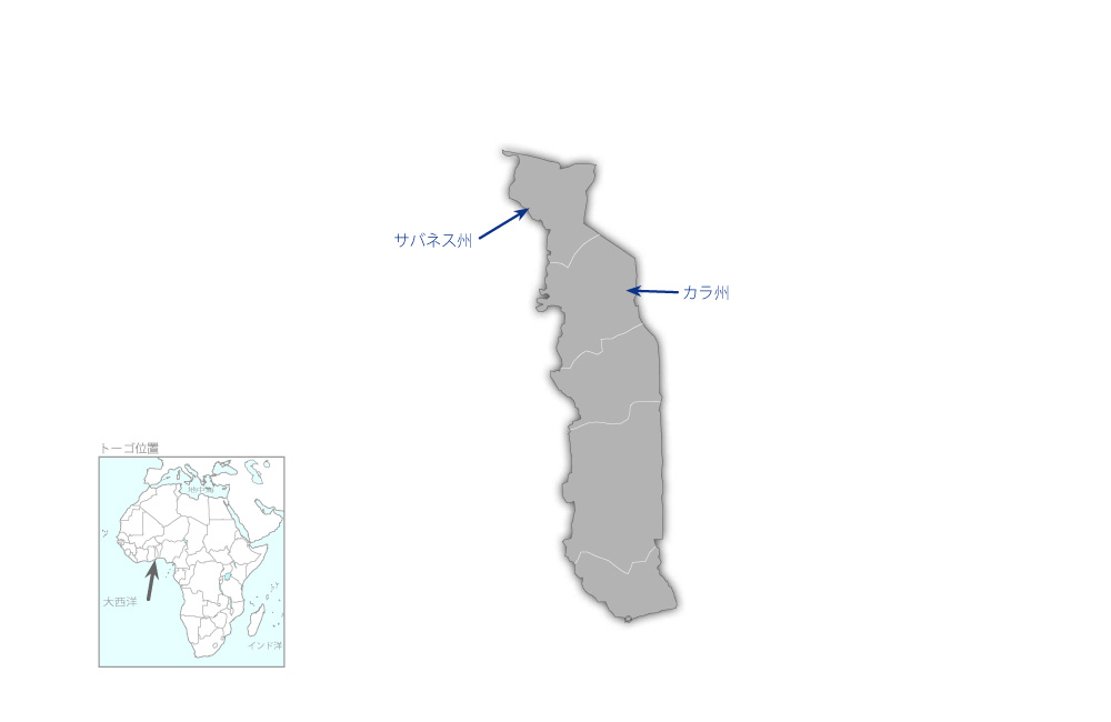 カラ橋及びクモング橋建設計画の協力地域の地図