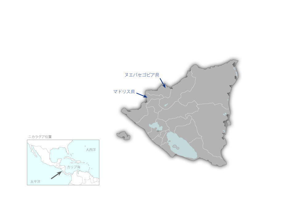 マドリス県及びヌエバ・セゴビア県教育施設整備計画の協力地域の地図