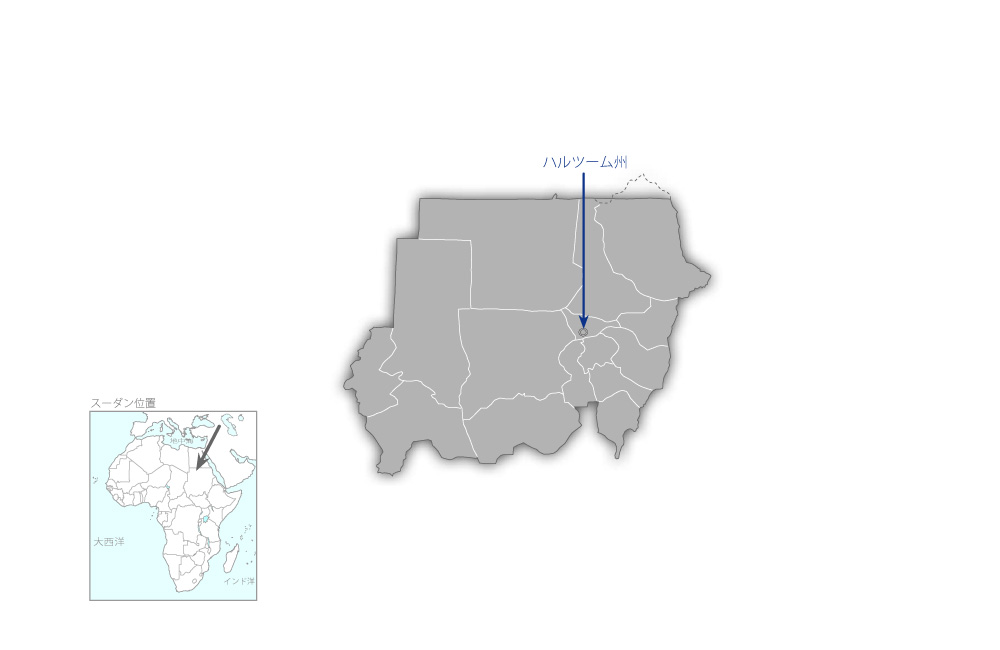 ハルツーム州郊外保健サービス改善計画の協力地域の地図