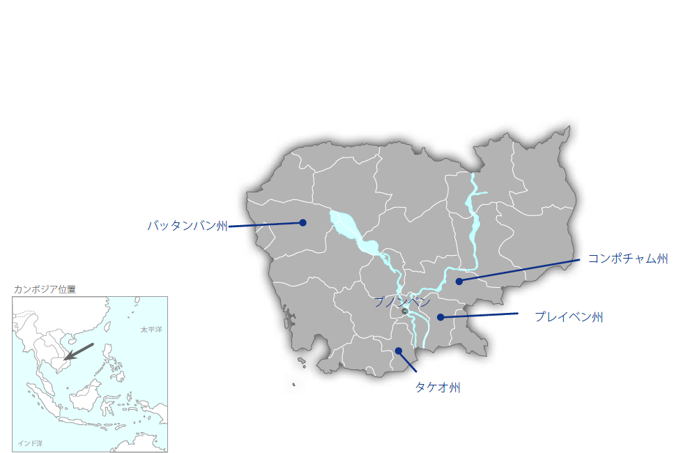 種子生産・普及プロジェクトの協力地域の地図