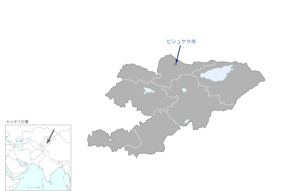 税務局人材育成システム向上プロジェクトの協力地域の地図