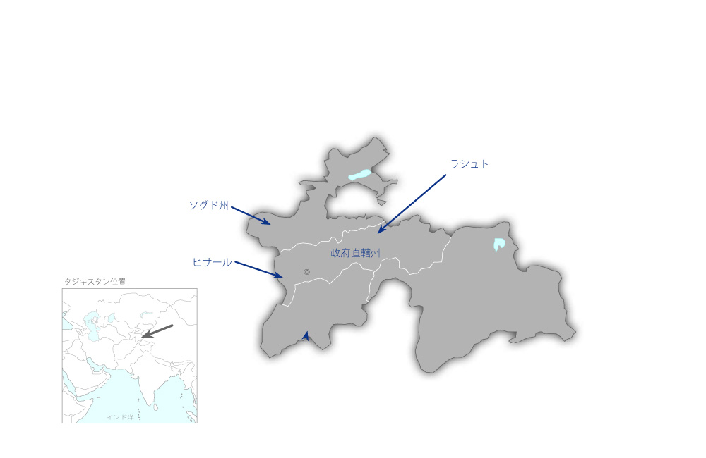 道路災害管理能力向上プロジェクトの協力地域の地図