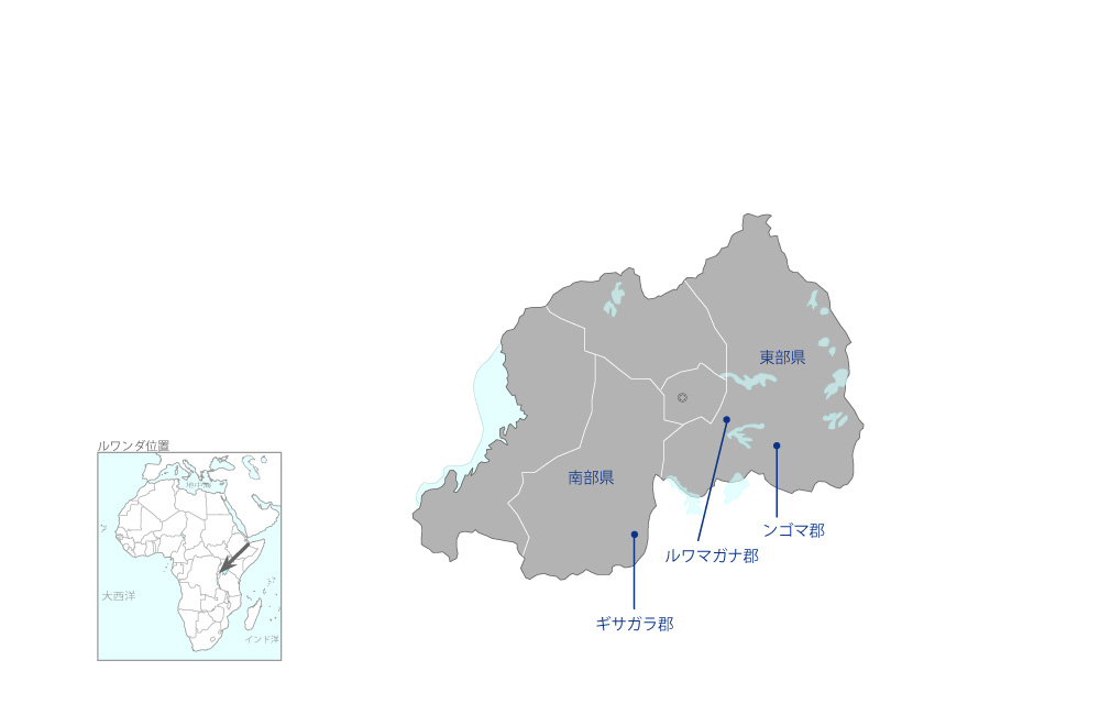 灌漑水管理能力向上プロジェクトの協力地域の地図