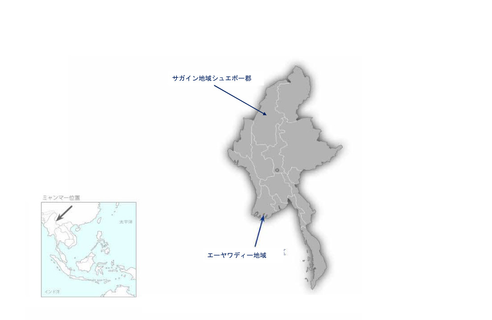 イネ保証種子流通促進プロジェクトの協力地域の地図