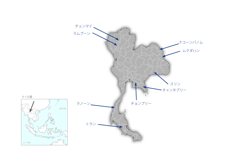 コミュニティ起業家振興プロジェクトの協力地域の地図