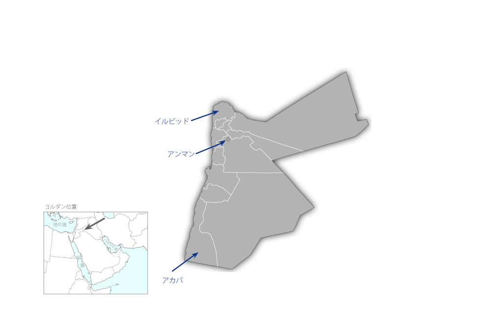 労働安全衛生分野における職業訓練公社機能強化プロジェクトの協力地域の地図